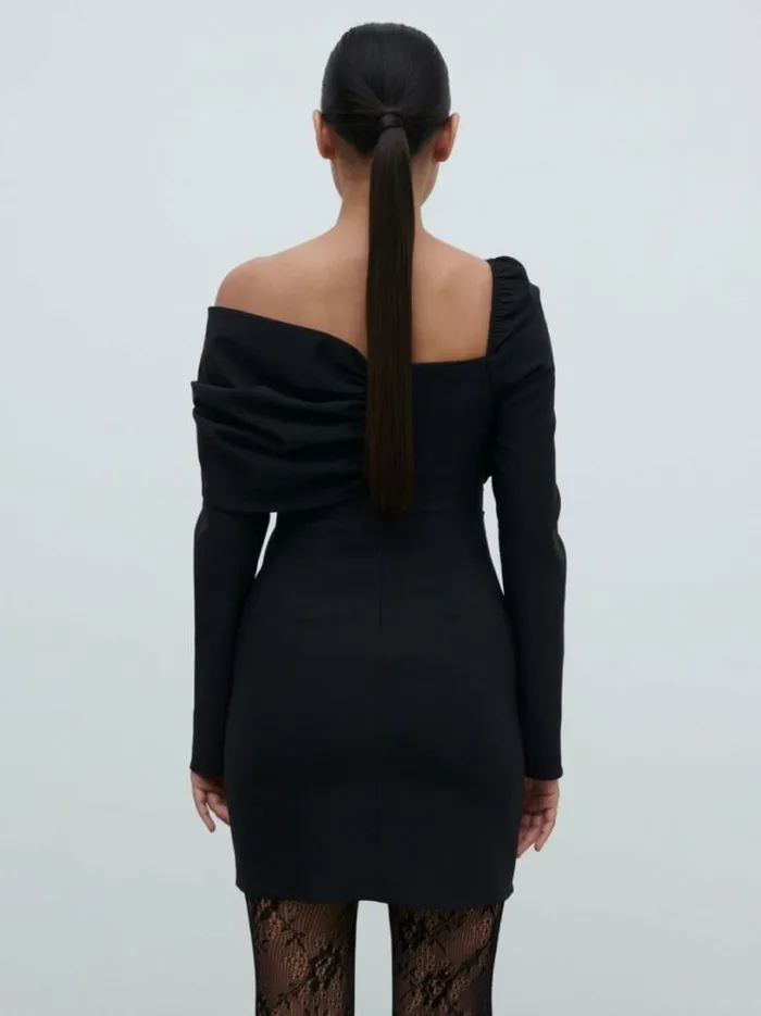 Pretty Lavish Dresses Women Naomi Exaggerated Bow Mini Dress Black