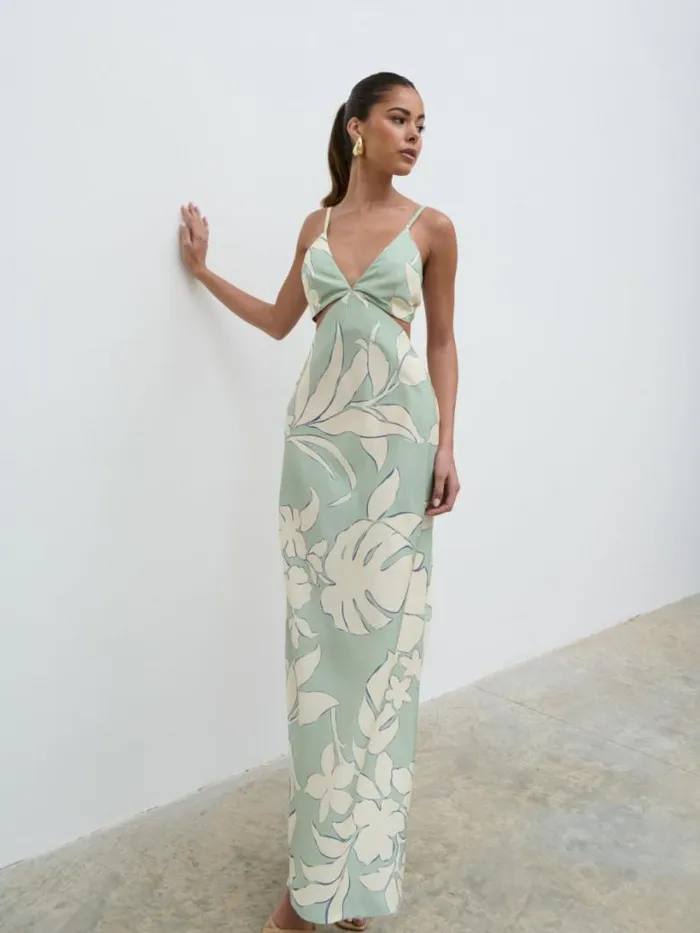 Pretty Lavish Dresses Women Nellie Cut Out Maxi Dress Seaspray Floral