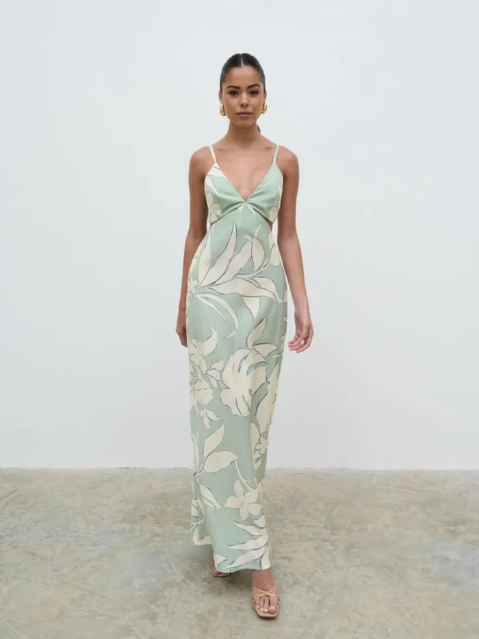 Pretty Lavish Dresses Women Nellie Cut Out Maxi Dress Seaspray Floral