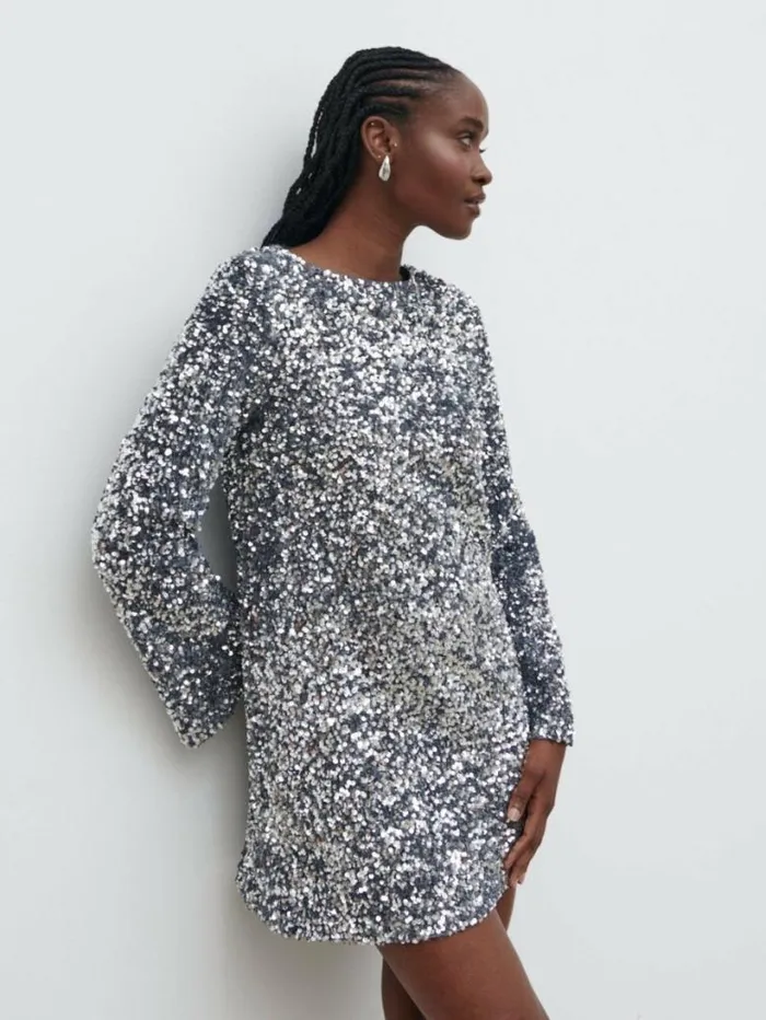 Pretty Lavish Dresses Women Nico Cluster Sequin Shift Dress Silver