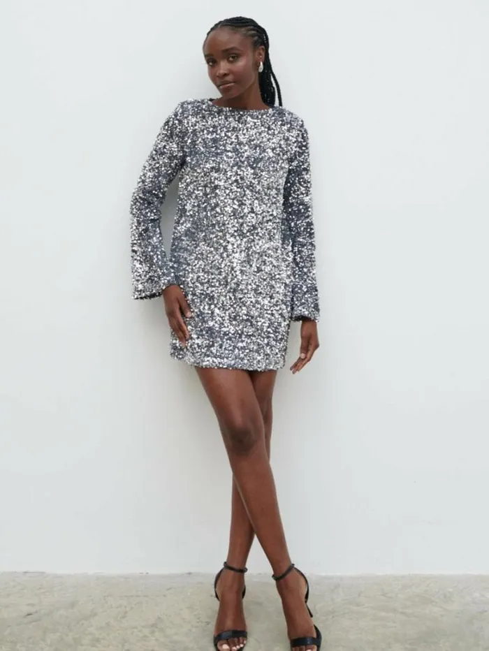 Pretty Lavish Dresses Women Nico Cluster Sequin Shift Dress Silver