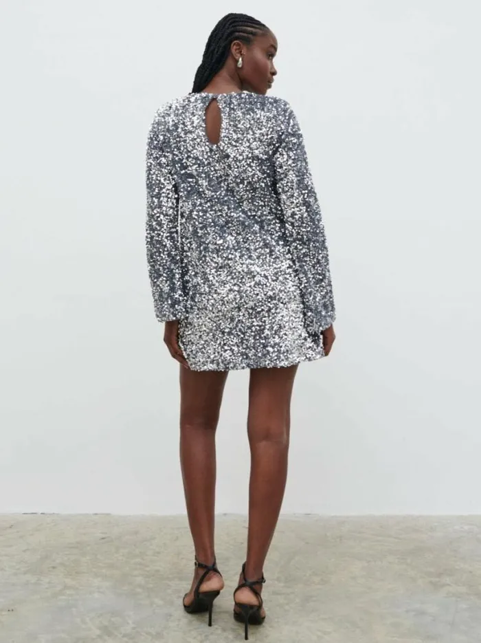 Pretty Lavish Dresses Women Nico Cluster Sequin Shift Dress Silver