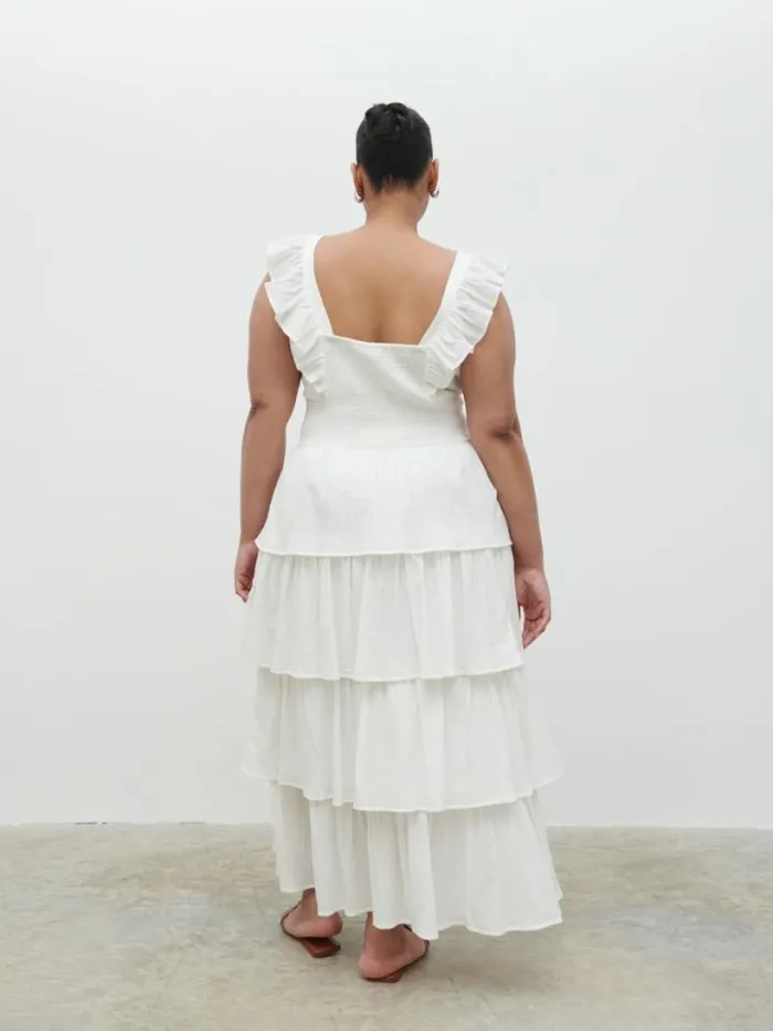 Pretty Lavish Dresses Women Opal Ruffle Midaxi Dress Curve White