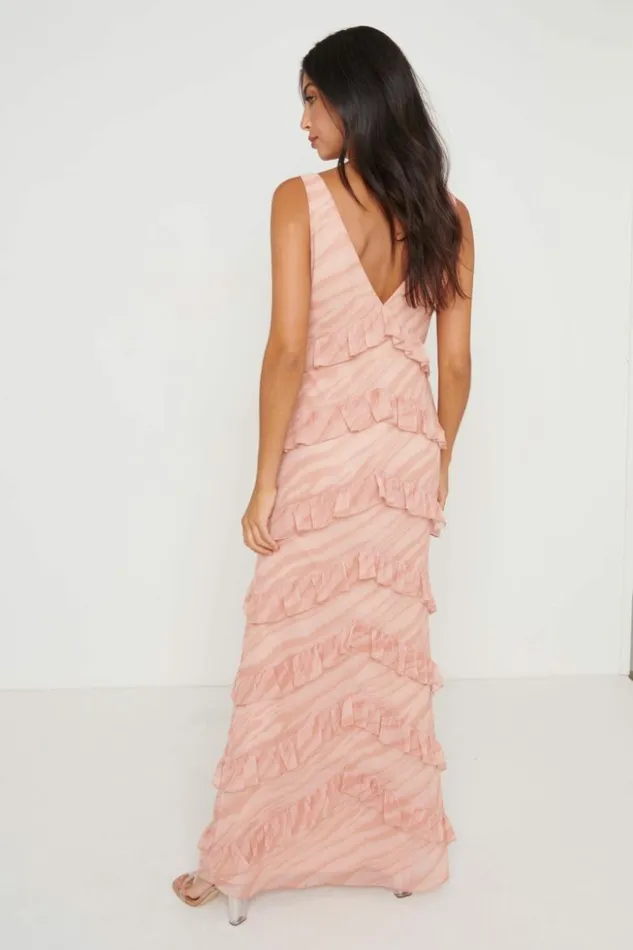Pretty Lavish Dresses Women Piper Ruffle Maxi Dress Terracotta