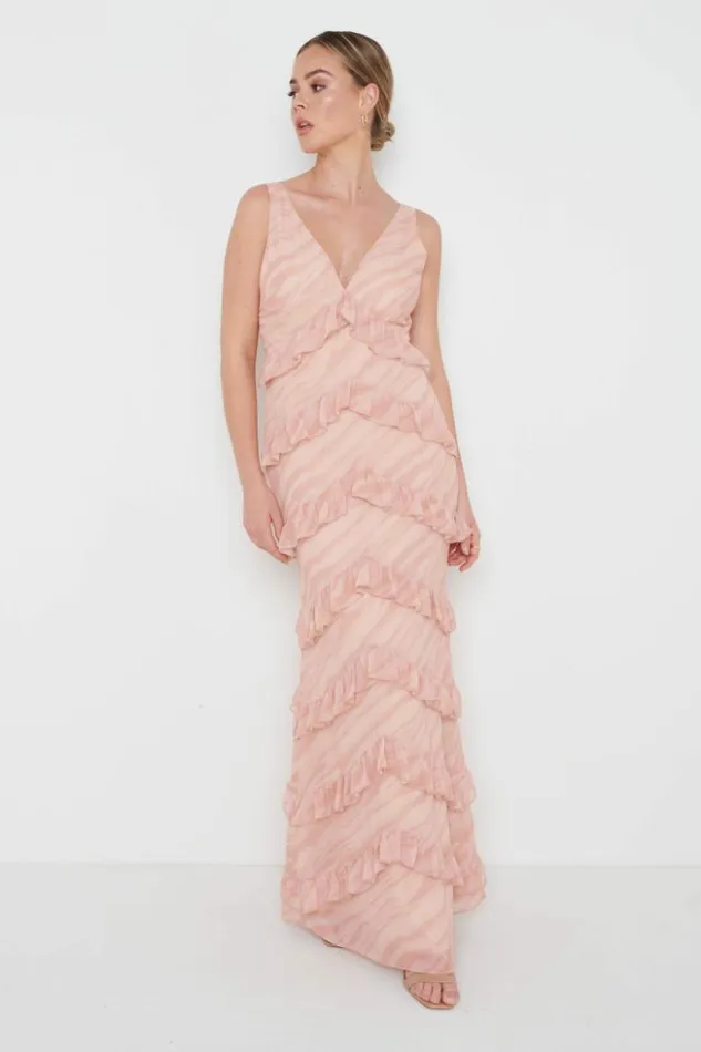 Pretty Lavish Dresses Women Piper Ruffle Maxi Dress Terracotta