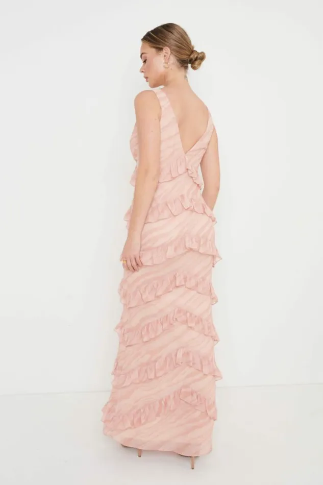 Pretty Lavish Dresses Women Piper Ruffle Maxi Dress Terracotta