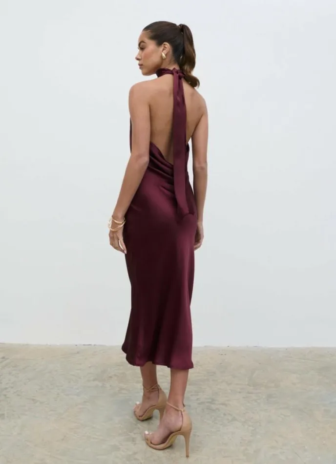 Pretty Lavish Dresses Women Raleigh Cowl Back Midaxi Dress Wine
