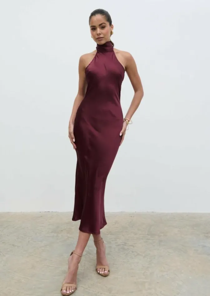 Pretty Lavish Dresses Women Raleigh Cowl Back Midaxi Dress Wine