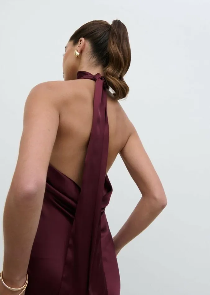 Pretty Lavish Dresses Women Raleigh Cowl Back Midaxi Dress Wine
