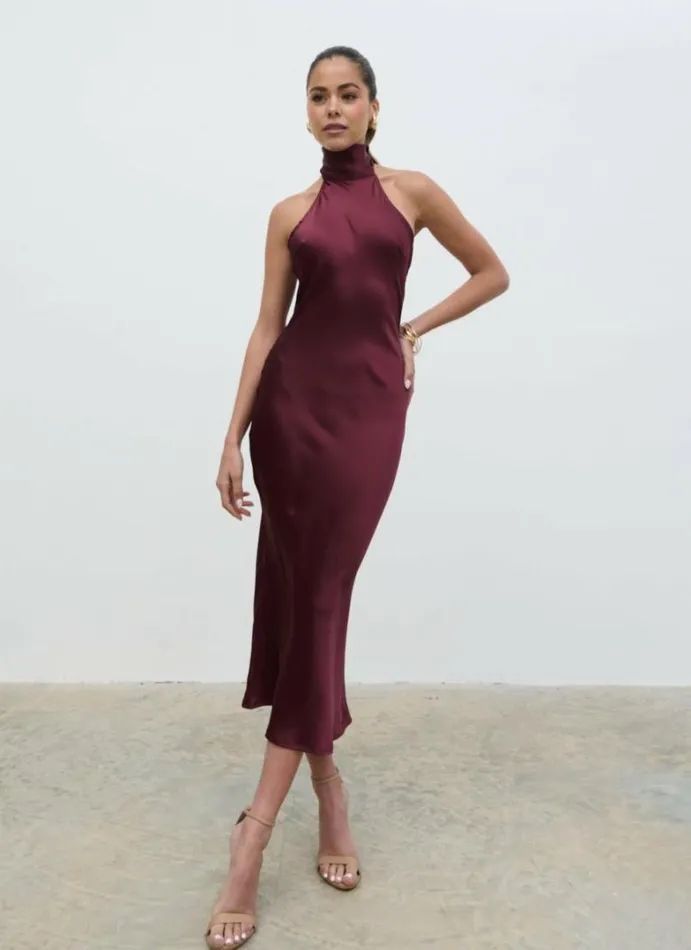 Pretty Lavish Dresses Women Raleigh Cowl Back Midaxi Dress Wine