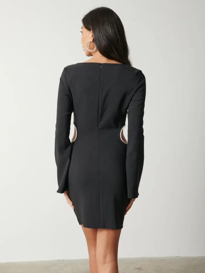 Pretty Lavish Dresses Women Reina Embellished Cut Out Mini Dress Black