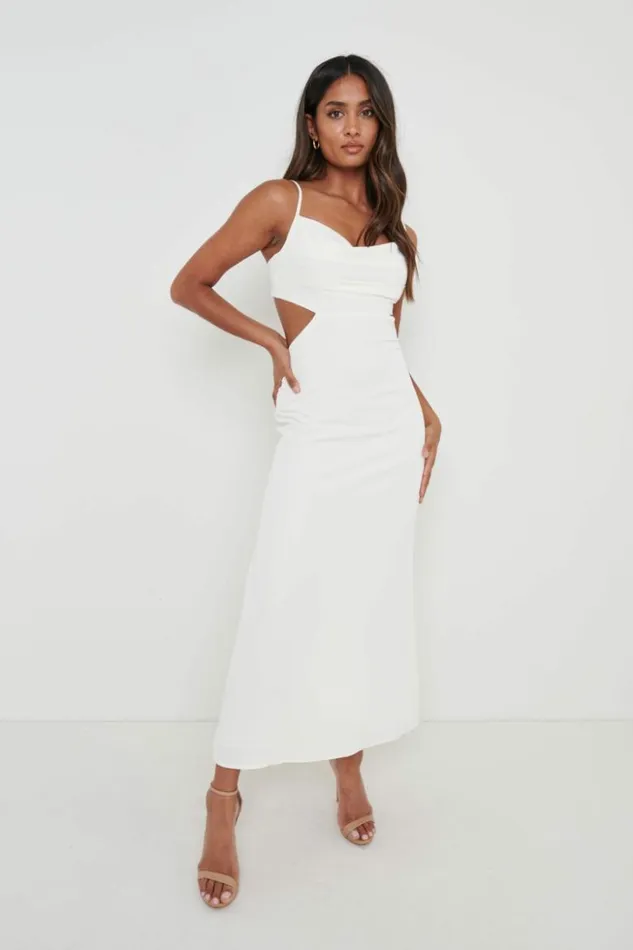 Pretty Lavish Dresses Women Reva Cut Out Midaxi Dress Cream