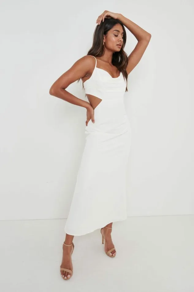Pretty Lavish Dresses Women Reva Cut Out Midaxi Dress Cream