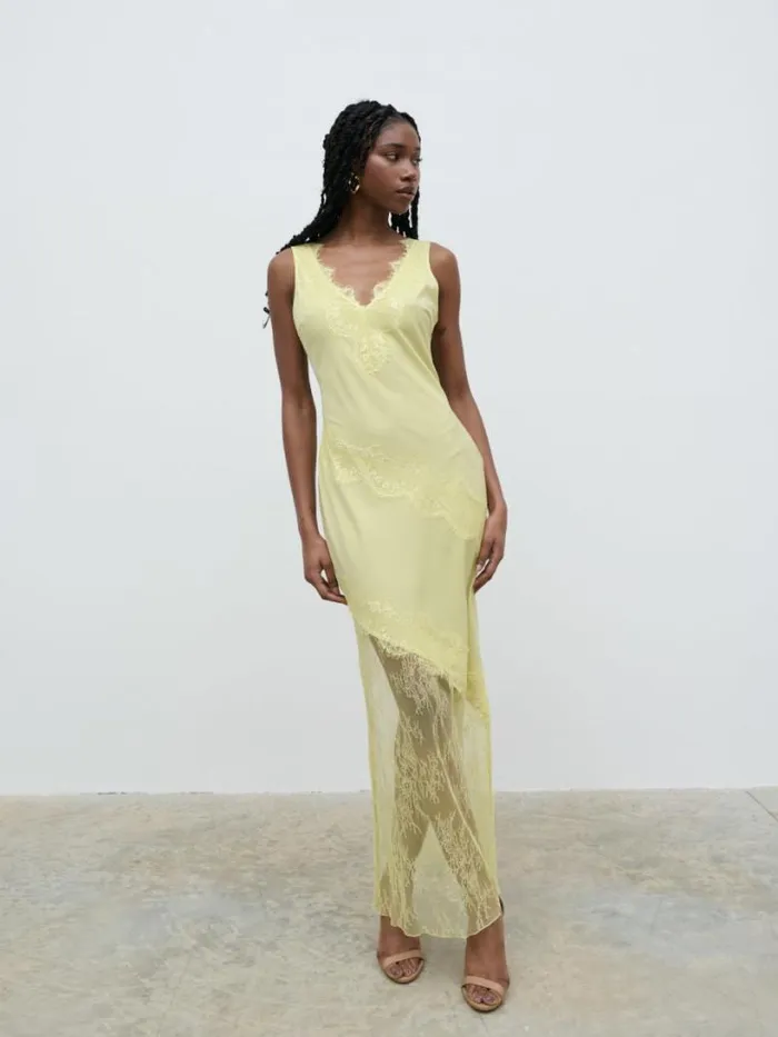 Pretty Lavish Dresses Women Robin Slip Maxi Dress Yellow