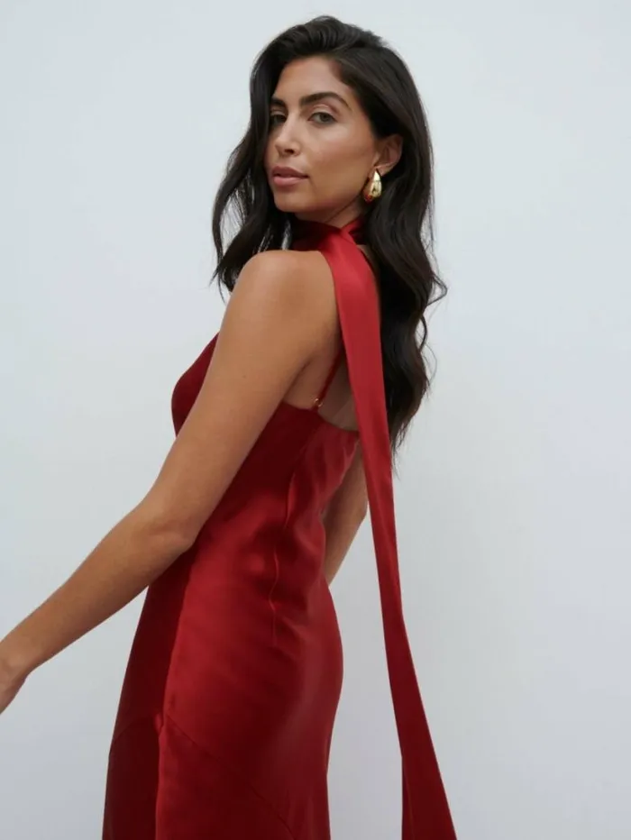 Pretty Lavish Dresses Women Sheree One Shoulder Sash Maxi Dress Red