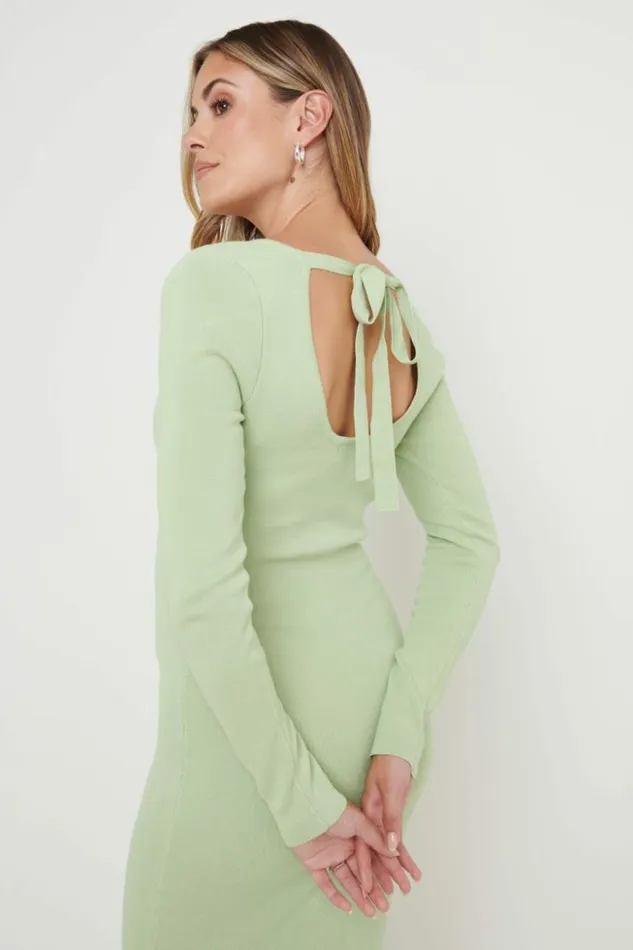 Pretty Lavish Dresses Women Sienna Square Neck Knit Dress Green Green