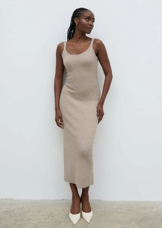 Pretty Lavish Dresses Women Winnie Strappy Knit Dress Beige