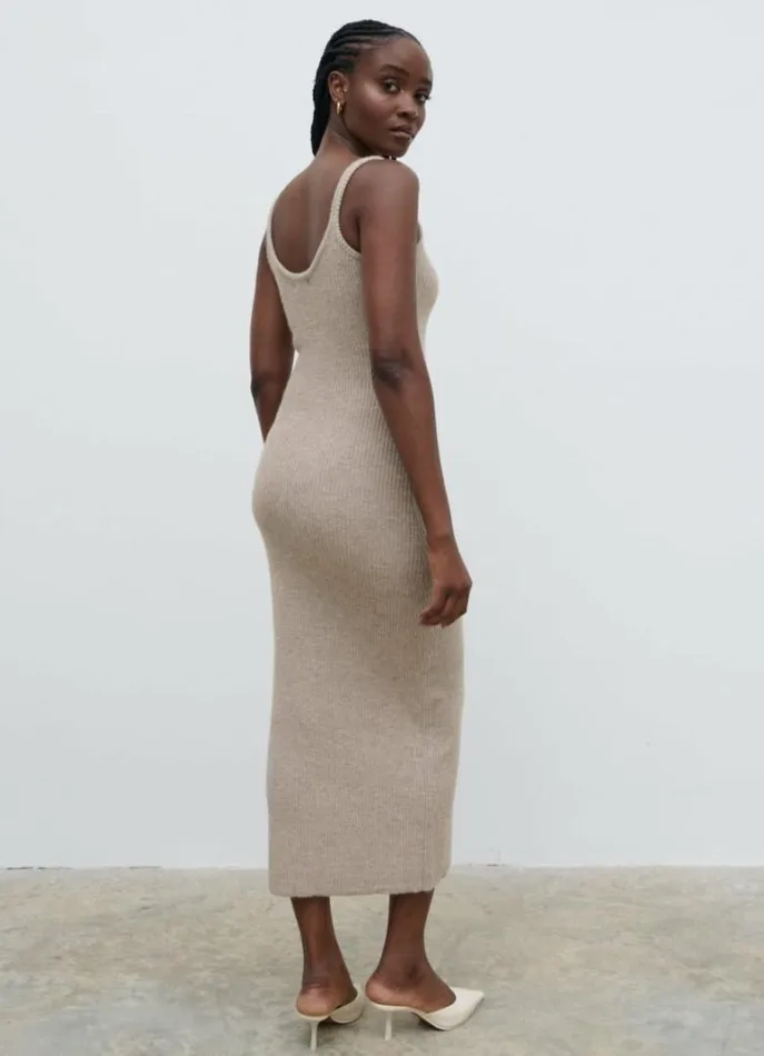 Pretty Lavish Dresses Women Winnie Strappy Knit Dress Beige