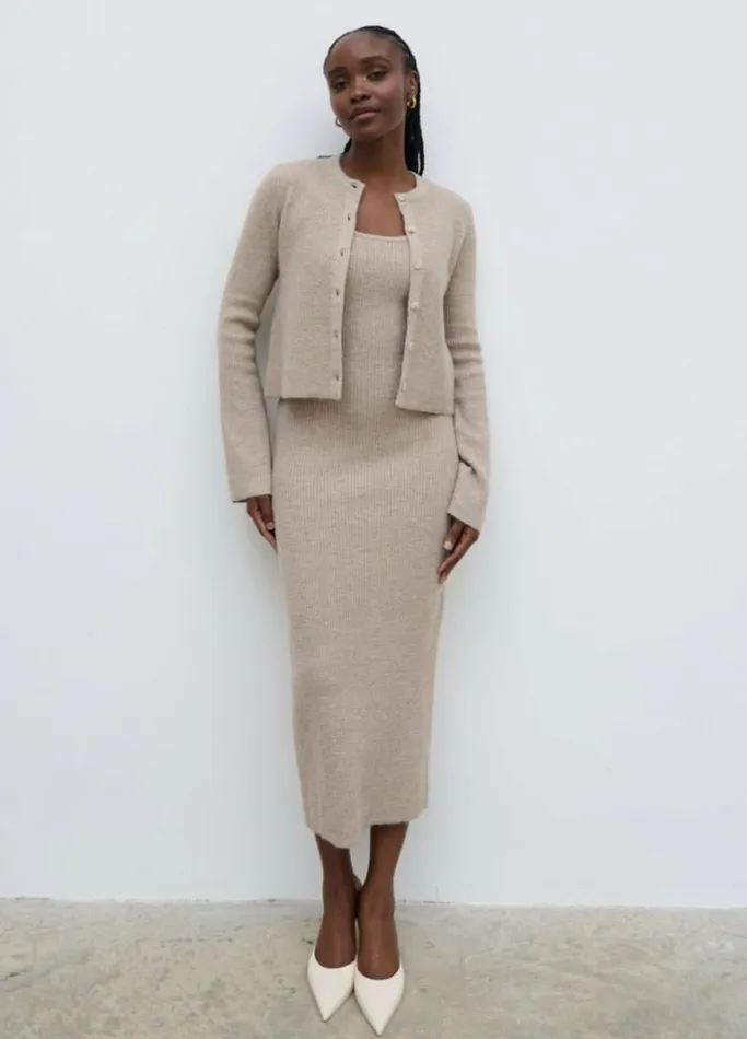 Pretty Lavish Dresses Women Winnie Strappy Knit Dress Beige