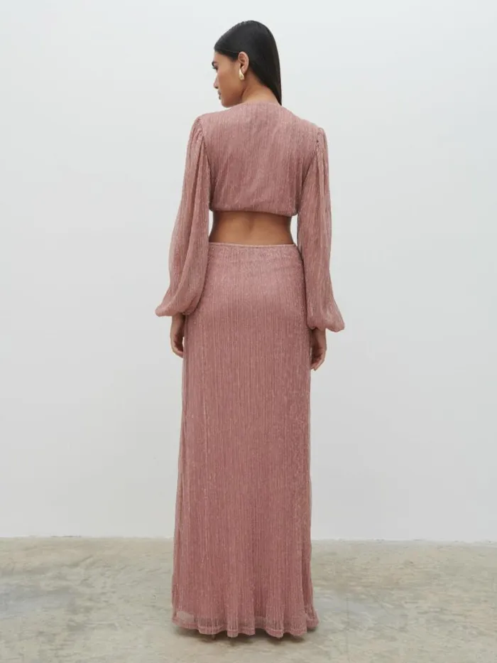 Pretty Lavish Dresses Women Zaya Plisse Metallic Maxi Dress Pink