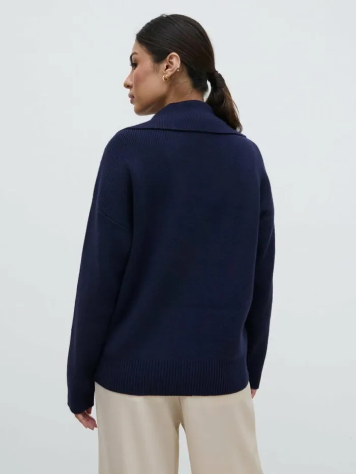 Pretty Lavish Everyday Staples Women Fallon Knit Cardigan Navy