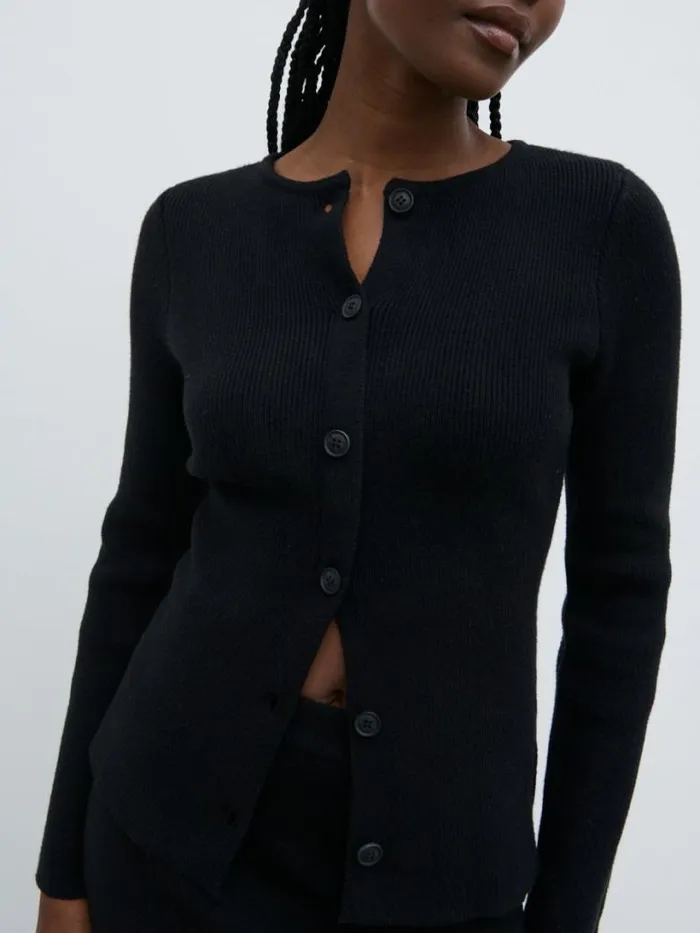 Pretty Lavish Everyday Staples Women Shyla Fitted Knit Cardigan Black