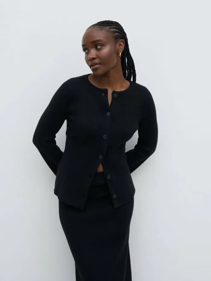 Pretty Lavish Everyday Staples Women Shyla Fitted Knit Cardigan Black