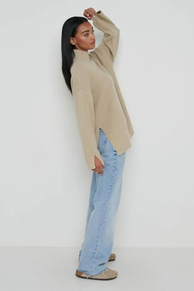 Pretty Lavish Knitwear Women Amory Grown Neck Knit Jumper Beige