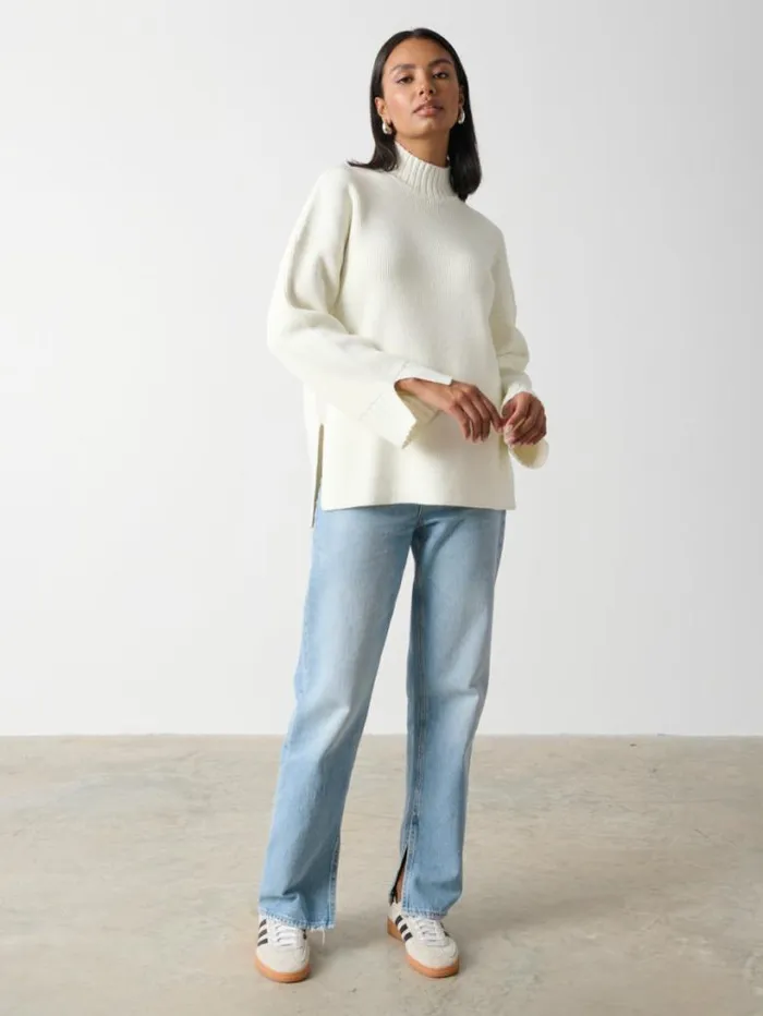 Pretty Lavish Knitwear Women Amory Grown Neck Knit Jumper Cream