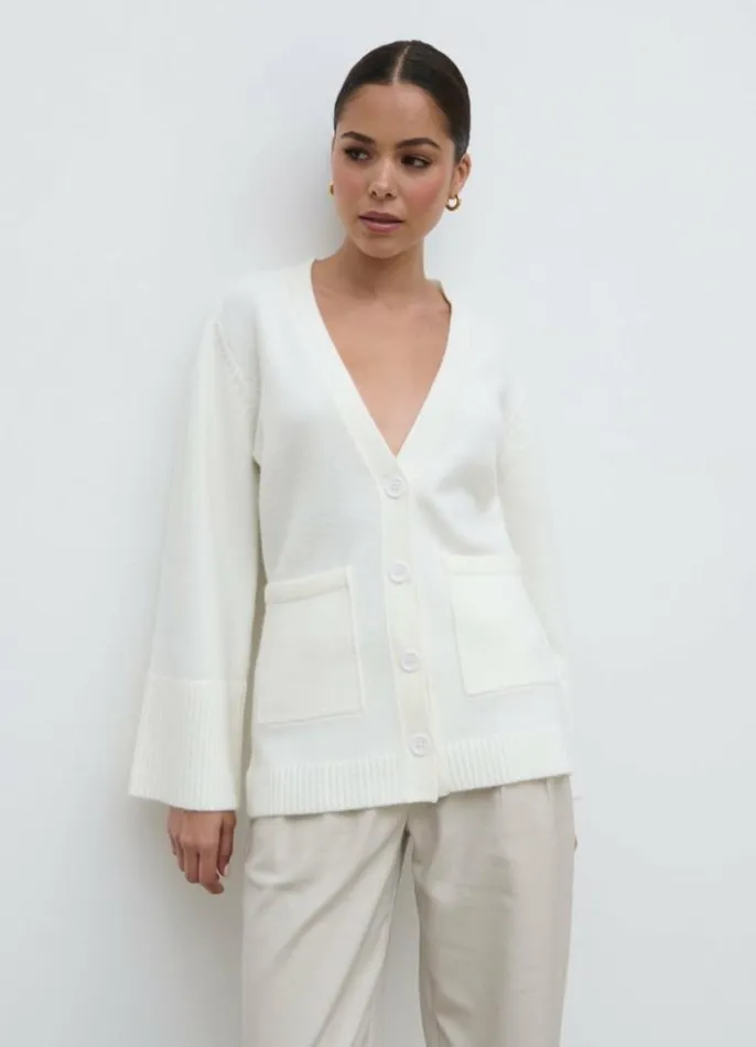 Pretty Lavish Knitwear Women Autumn Knit Cardigan Cream