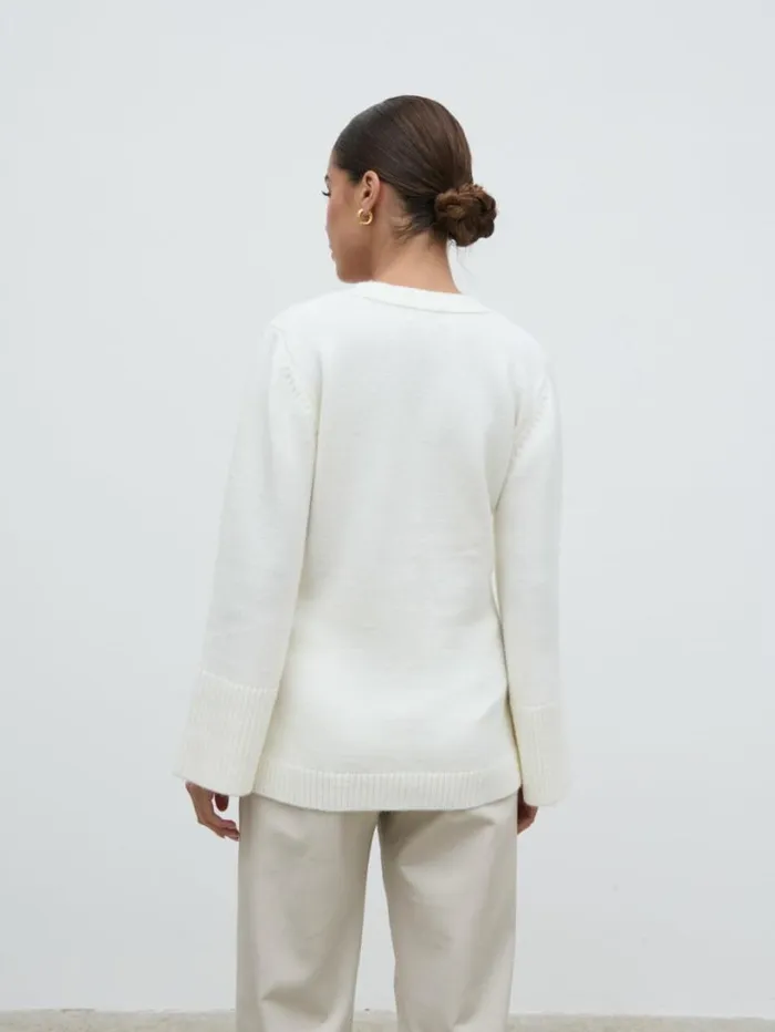 Pretty Lavish Knitwear Women Autumn Knit Cardigan Cream