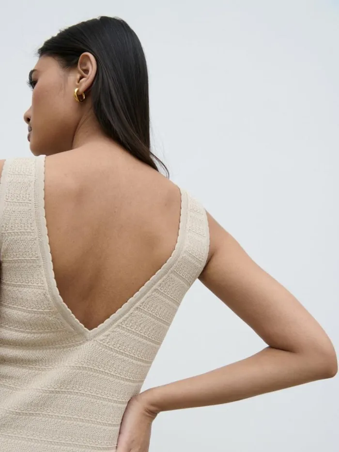 Pretty Lavish Knitwear Women Bridget Crochet Knit Top Beige