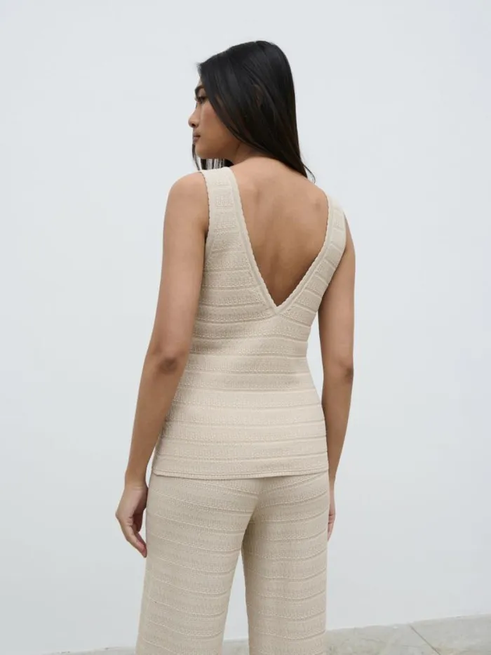 Pretty Lavish Knitwear Women Bridget Crochet Knit Top Beige