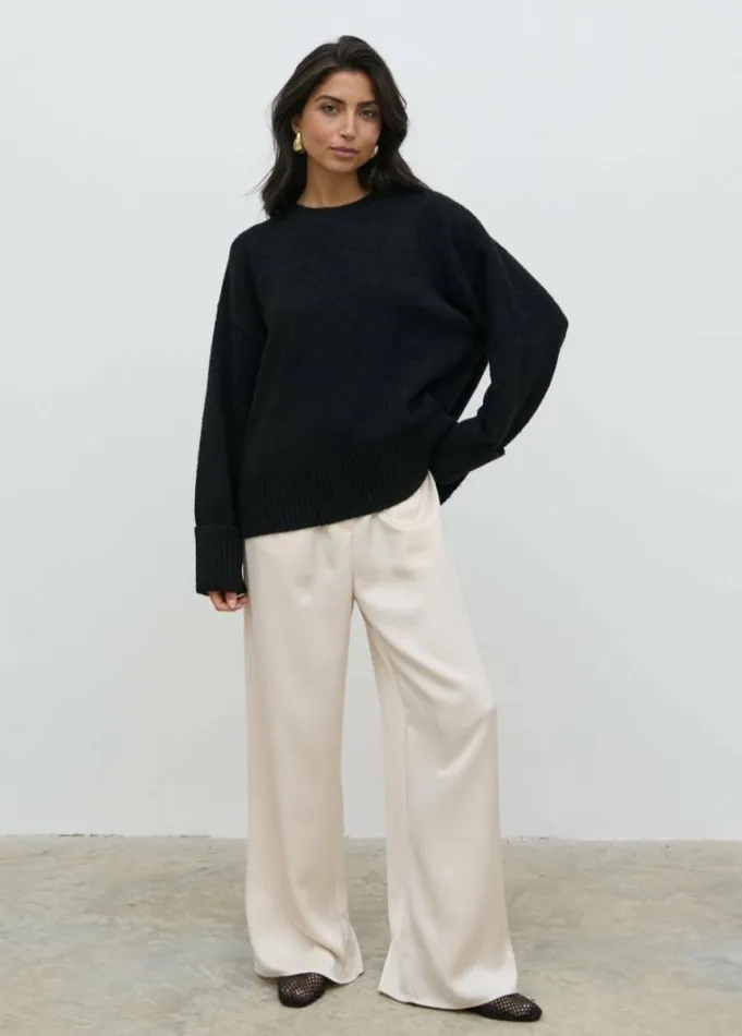 Pretty Lavish Knitwear Women Camille Oversized Borg Jumper Black