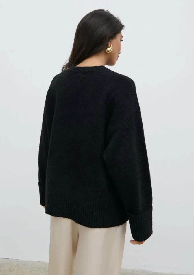 Pretty Lavish Knitwear Women Camille Oversized Borg Jumper Black