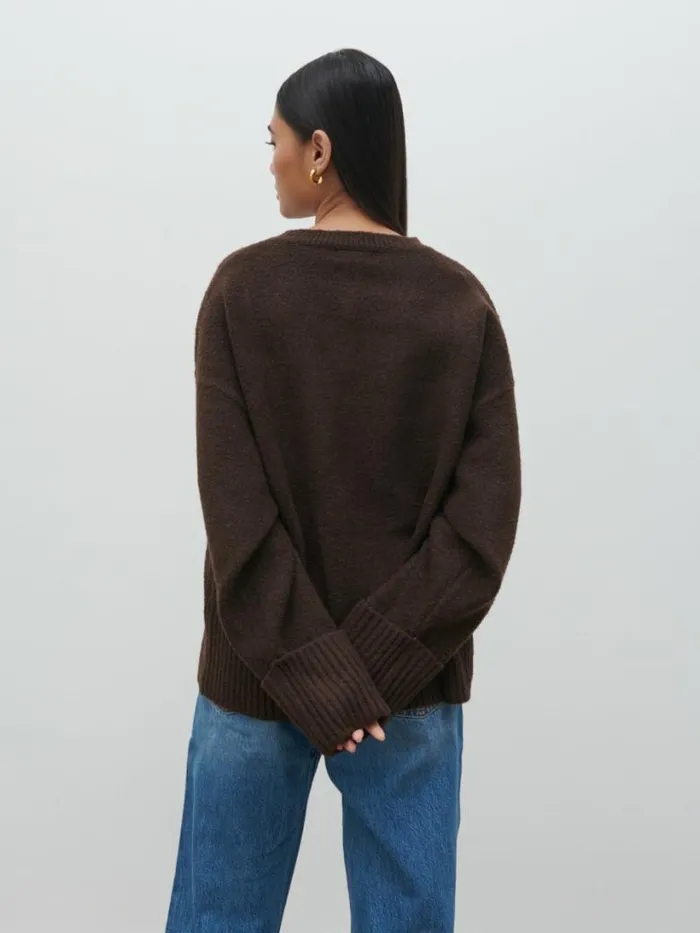 Pretty Lavish Knitwear Women Camille Oversized Borg Jumper Brown