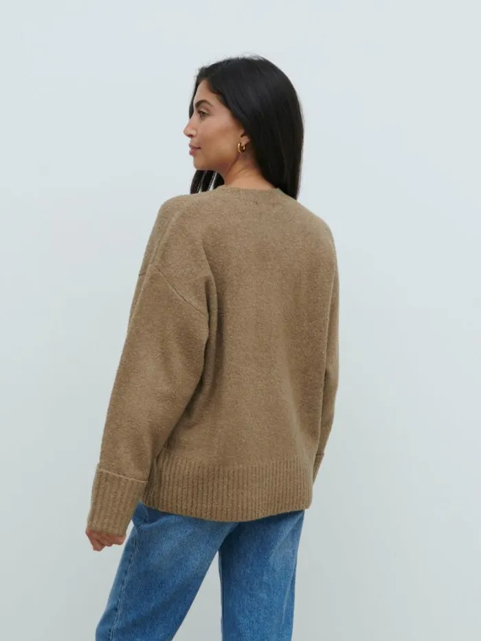 Pretty Lavish Knitwear Women Camille Oversized Borg Jumper Light Brown