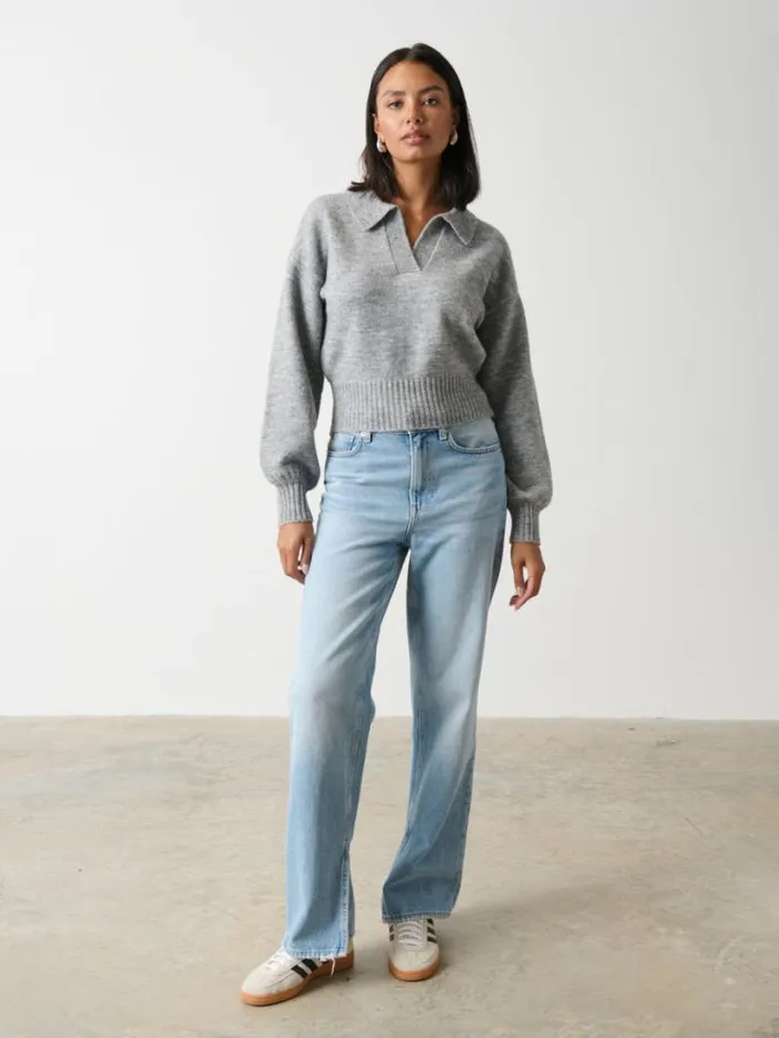 Pretty Lavish Knitwear Women Cruz Cropped Jumper Grey