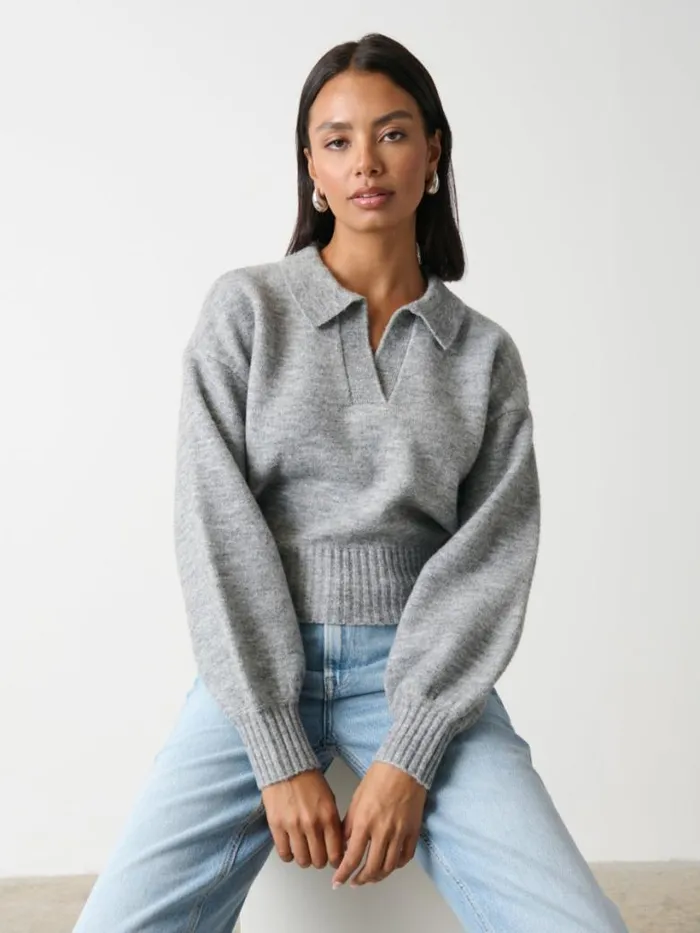 Pretty Lavish Knitwear Women Cruz Cropped Jumper Grey