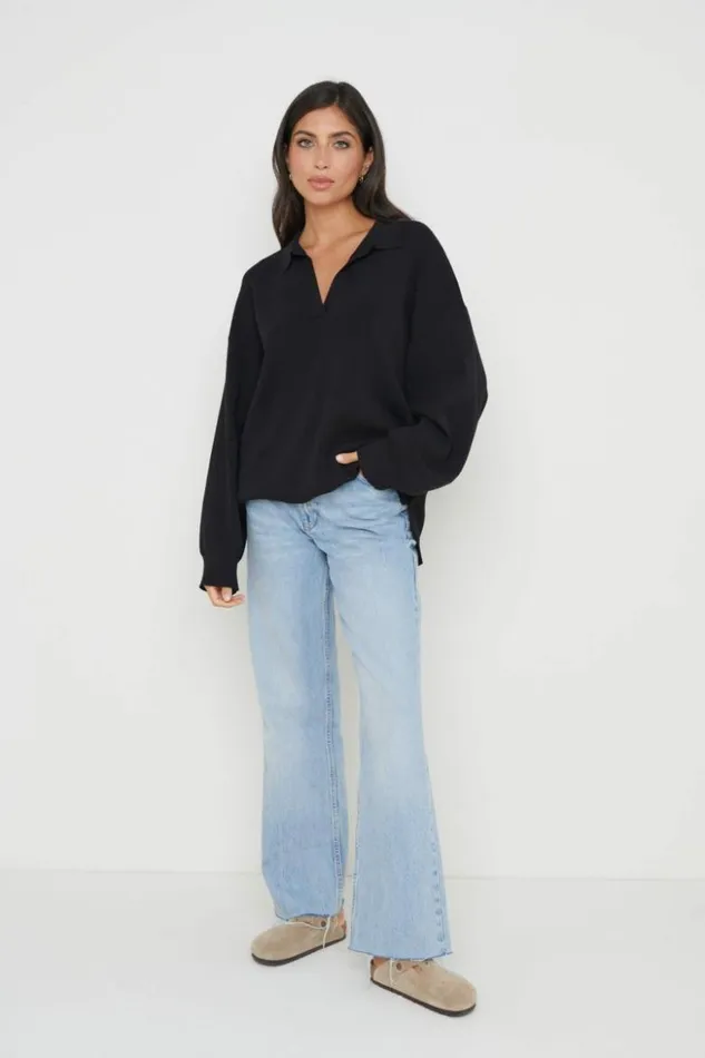 Pretty Lavish Knitwear Women Hayden Oversized Knit Jumper Black