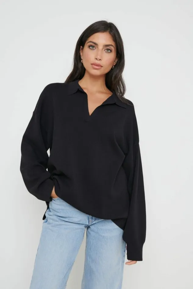 Pretty Lavish Knitwear Women Hayden Oversized Knit Jumper Black