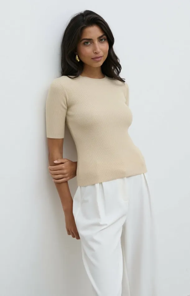 Pretty Lavish Knitwear Women Jayla Knit Top Beige