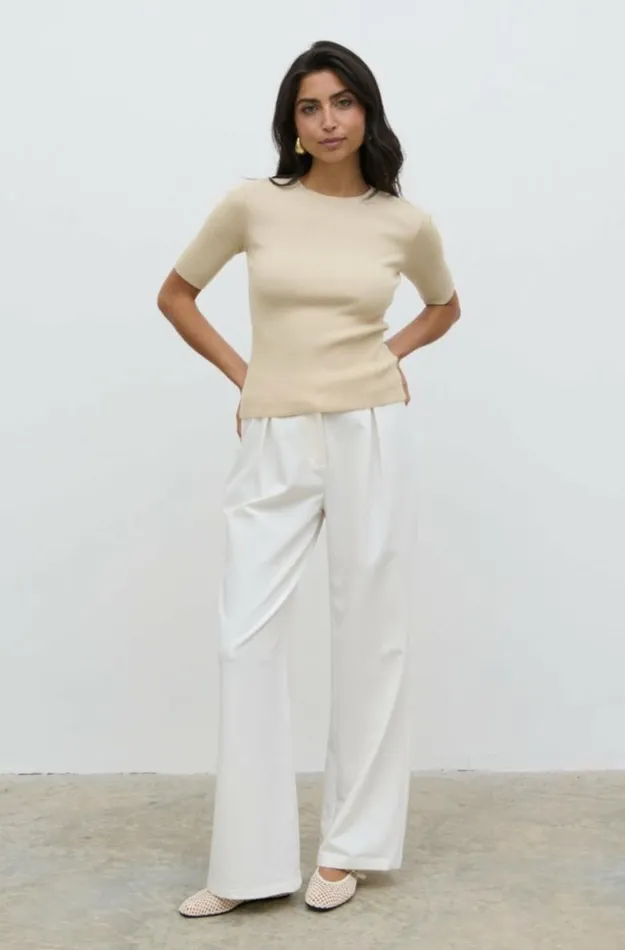 Pretty Lavish Knitwear Women Jayla Knit Top Beige
