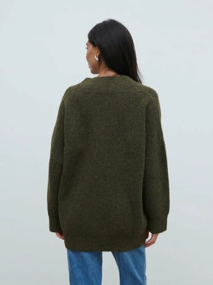 Pretty Lavish Knitwear Women Jovie Oversized Rib Knit Jumper Olive