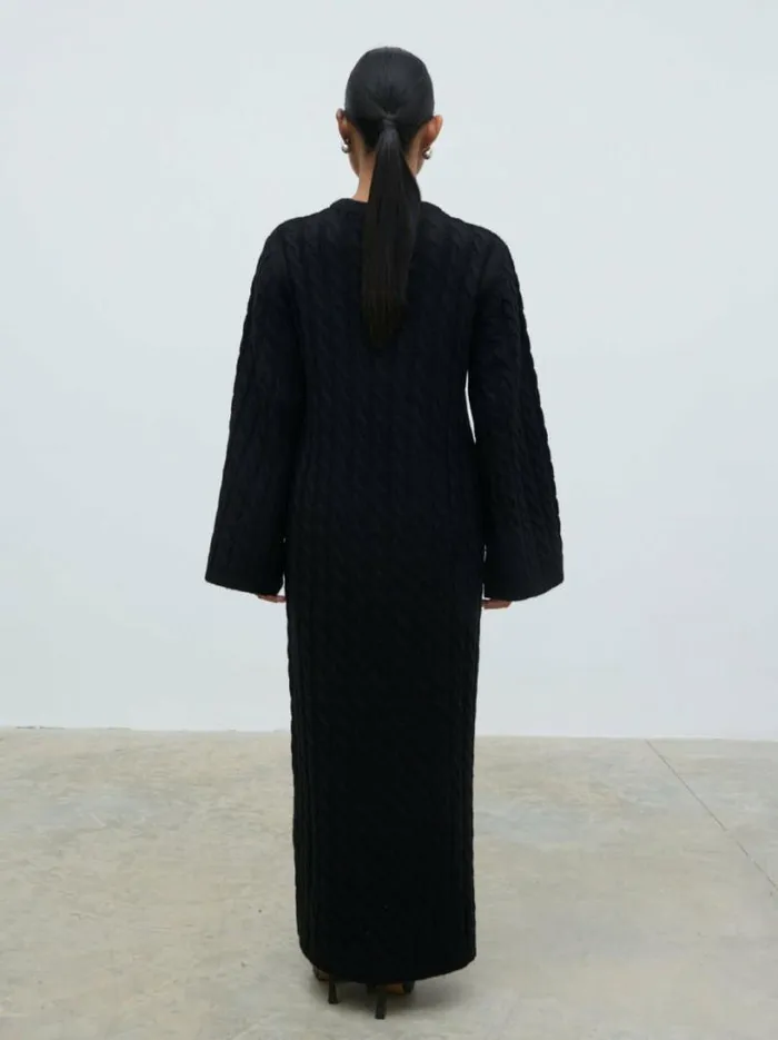 Pretty Lavish Knitwear Women Lorelai Cable Knit Midaxi Dress Black