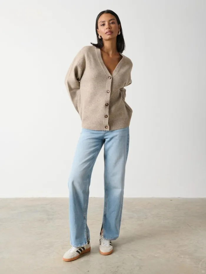 Pretty Lavish Knitwear Women Makai Oversized Cardigan Beige