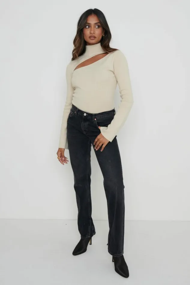 Pretty Lavish Knitwear Women Shani Cut Out Knit Top Beige