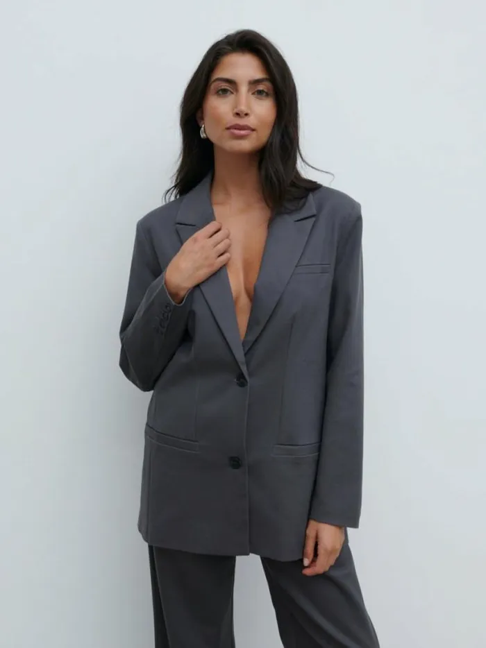 Pretty Lavish Outerwear Women Brady Oversized Boxy Blazer Grey