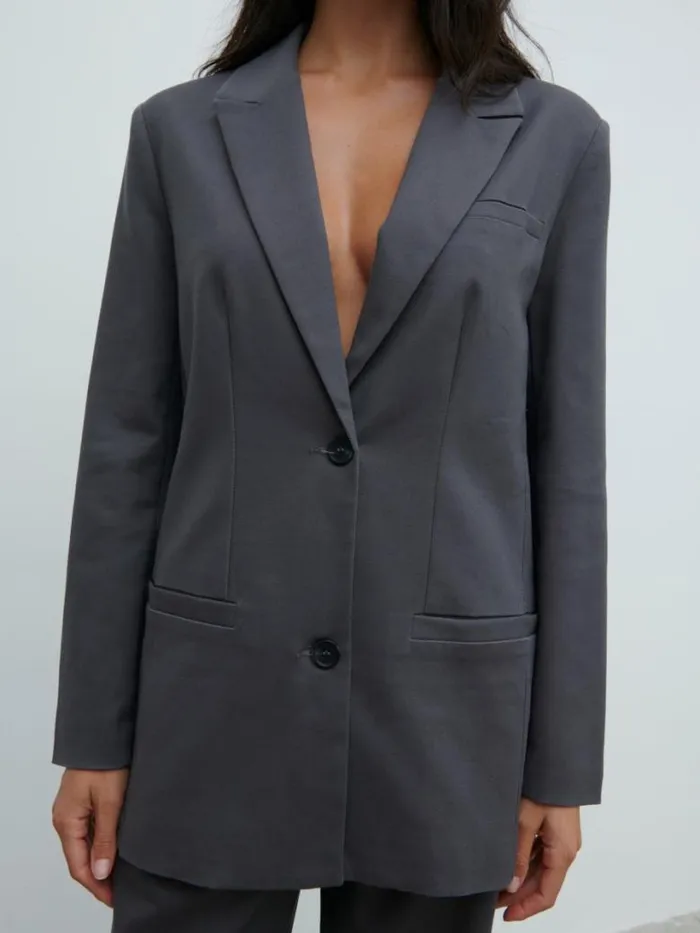 Pretty Lavish Outerwear Women Brady Oversized Boxy Blazer Grey