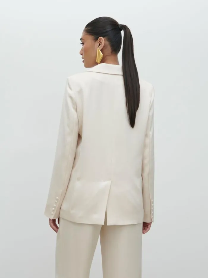 Pretty Lavish Outerwear Women Callie Satin Suit Jacket White